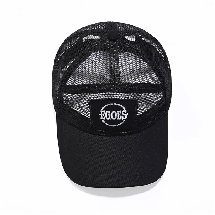 Breathable Black Trucker Cap With Custom Patch