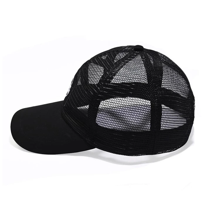 Breathable Black Trucker Cap With Custom Patch