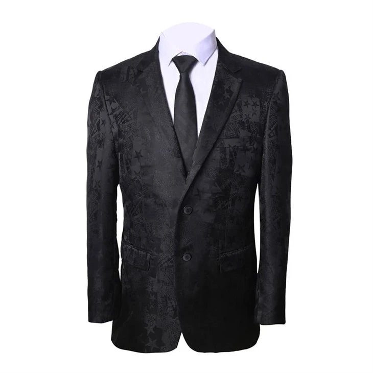 Men's Star Jacquard Black Suit Jacket - Luksusformell Blazer & Tuxedo - F045