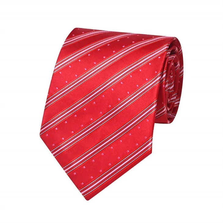 YiLi bred jacquard rød stripete slips for menn